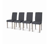 Alice's Home - Lot de 4 chaises - Rita - chaises en Tissu. Pieds en Bois cérusé. Gris foncés