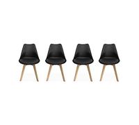 Alice's Home - Lot de 4 chaises scandinaves. Pieds Bois de hêtre. Chaise 1 Place. Noirs