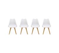 Alice's Home - Lot de 4 chaises scandinaves. Pieds Bois de hêtre. chaises 1 Place. Blancs