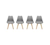 Alice's Home - Lot de 4 chaises scandinaves. Pieds Bois de hêtre. chaises 1 Place. Gris