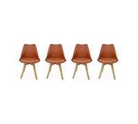 Alice's Home - Lot de 4 chaises scandinaves. Pieds Bois de hêtre. chaises 1 Place. Terracotta
