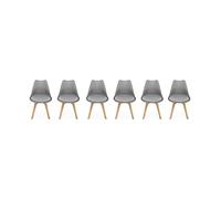 Alice's Home - Lot de 6 chaises scandinaves. Pieds Bois de hêtre. chaises 1 Place. Gris