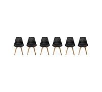 Alice's Home - Lot de 6 chaises scandinaves. Pieds Bois de hêtre. chaises 1 Place. Noirs
