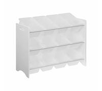 Alice's Home - Meuble de Rangement pour Enfant avec 12 casiers. Blanc - Tobias - MDF décor Bois Naturel. L 84 x P 29.5 x H 60cm