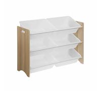 Alice's Home - Meuble de Rangement pour Enfant avec 6 casiers - Tobias - MDF décor Bois Naturel. L 84 x P 29.5 x H 60cm
