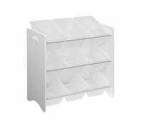 Alice's Home - Meuble de Rangement pour Enfant avec 9 casiers. Blanc - Tobias - MDF décor Bois Naturel. 64x29.5x60cm