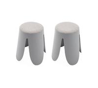 Alice's Home - Set de 2 tabourets empilables Gris clairs. Bouclette texturée. Niki. Ø30 / 44 x H46cm