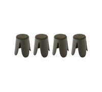 Alice's Home - Set de 4 tabourets empilables Kaki foncé. Bouclette texturée. Niki. Ø30 / 44 x H46cm