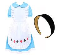 Alice's Wonderland Déguisement pour enfant - Tenue classique de livre d'histoires pour fille, goûter, journée mondiale du livre, Halloween et événements costumés à thème