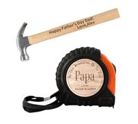 ALICESER Ensemble de marteau-mètre ruban personnalisé pour papa, personne ne mesure jusqu'à vous papa, marteau à manche en bois gravé personnalisé, ensemble d'outils pour fête des pères, cadeau