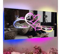ALICESER Miroir personnalisé avec nom infini, cœur infini lumineux à DEL pour décoration murale, décoration de salon, cadeau de Saint-Valentin, d'anniversaire pour maman, épouse, petite amie