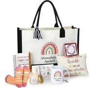 Aliceset Lot de 10 cadeaux de reconnaissance pour assistant administratif comprenant une tasse à café, une bougie, un sac fourre-tout, un sac à cosmétiques, un bracelet, un porte-badge, des