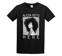 Alicia Keys B&W Pic Here T-Shirt Graphic Tee Printed Top Mens Black Shirt M