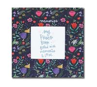 Alicia Souza Mini album photo violet floral, livre photo autocollant avec 15 feuilles, reliure à rivets dorés, boîte à souvenirs, taille 19 x 19 cm, idéal pour garder des souvenirs et offrir