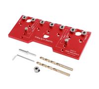 Alide Gabarit de perçage pour goupilles d'étagère avec 7 guides de perçage trempés. Gabarit de perçage en aluminium de qualité pour le travail du bois (rouge).