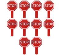 Alide Lot De 10 Poignées De Panneau Stop and Go, Panneaux De Signalisation Étanches Pour Aides Scolaires, Feu Rouge, Feu Vert, Panneau Stop and Go Double Face
