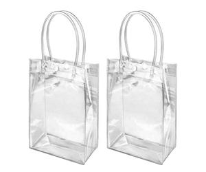 Alide Lot de 8 sacs transparents en PVC avec poignée - 25 x 16 x 8 cm - Sacs cadeaux de mariage - Sacs à provisions transparents pour vente au détail, affaires, boutique
