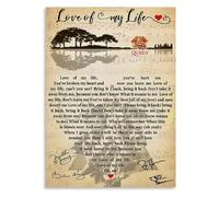 ALIEDA Affiche Queen Love of My Life Paroles Affiche Peinture Décorative Toile Art Mural Salon Affiche Chambre Peinture(50x75cm no Frame)