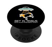 Alien Abduction Cattle Angus Beef We're Having Hamburgers PopSockets PopGrip Adhésif