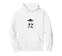 Alien Abduction Vache OVNI Faisceau rétro Cosmique Illustration Sweat à Capuche