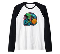 Alien Analyser Bitcoin avec des Graphiques Données de Fond Crypto Manche Raglan