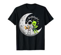 Alien and Astronaut at The Moon Guitar T-Shirt