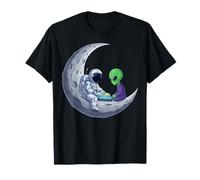 Alien and Astronaut Playing Chess at The Moon T-Shirt