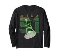 Alien Area 51 Chemise OVNI Homme Vert Soucoupe Volante Espace Manche Longue