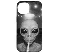 Alien at Your Door Sonnette drôle OVNI Art de la Vie Spatiale Coque pour iPhone 15