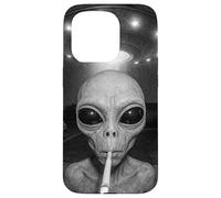 Alien at Your Door Sonnette drôle OVNI Art de la Vie Spatiale Coque pour iPhone 15 Pro