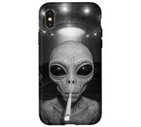 Alien at Your Door Sonnette drôle OVNI Art de la Vie Spatiale Coque pour iPhone X/XS