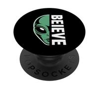 Alien Believe Signe Un ovni Amusant pour Funny Alien Believe PopSockets PopGrip Adhésif