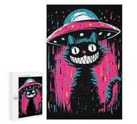Alien Cat Invasion Art Print Puzzle 1000 Pièces Educa Jouet en Bois Cadeau Unique Décoration Intérieure Jeu Éducatif Challenge Toy Adultes Et Enfants À Partir De 14 Ans 1000 PCS
