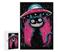 Alien Cat Invasion Art Print Puzzle 300 Pièces Educa Jouet en Bois Cadeau Unique Décoration Intérieure Jeu Éducatif Challenge Toy Adultes Et Enfants À Partir De 14 Ans 300 PCS