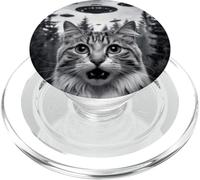 Alien Chat OVNI Forêt Mystère Rétro Sci-FI Art PopSockets PopGrip pour MagSafe