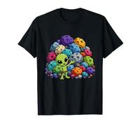 Alien coloré avec tas de Roches astéroïdes cosmiques T-Shirt