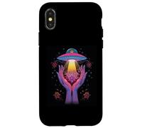 Alien Contact Floral Cosmique Vie Invisible Mystère Céleste Coque pour iPhone X/XS