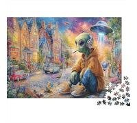 Alien dans la Ville Puzzle 1000 Pièces Adulte Enfants Visiteur Cosmique Classique Papier Qualité Supérieure Cadeau pour Hommes Jeu Éducatif Famille Défi 52x38cm/1000pcs