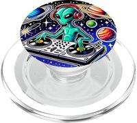 Alien DJ Funny Cosmic Space Rave EDM Music Festival PopSockets PopGrip pour MagSafe