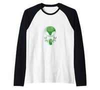 Alien drôle d'extraterrestre enlèvement d'OVNI Cool montrant Un Signe de Paix Manche Raglan
