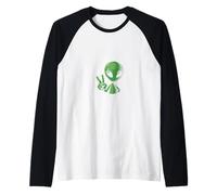 Alien drôle d'extraterrestre enlèvement d'OVNI Cool montrant Un Signe de Paix Manche Raglan