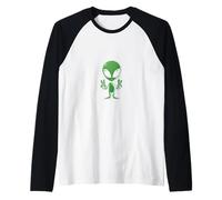 Alien drôle d'extraterrestre enlèvement d'OVNI Cool montrant Un Signe de Paix Manche Raglan