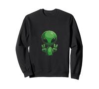 Alien drôle d'extraterrestre enlèvement d'OVNI Cool montrant Un Signe de Paix Sweatshirt