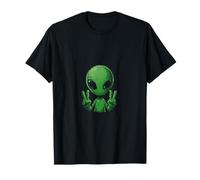 Alien drôle d'extraterrestre enlèvement d'OVNI Cool montrant Un Signe de Paix T-Shirt