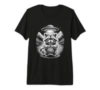 Alien Enlèvement Raton Laveur OVNI Montagne T-Shirt Haut de Gamme