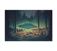 Alien Espaceship Puzzle Adulte 1000 Pièces Artisanat Cadeau Famille Puzzles Jouet en Bois Cadeau Unique Décoration Intérieure （75×50cm）