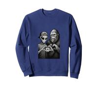 Alien et Bigfoot font des mains en forme de cœur, humour de science-fiction Sweatshirt