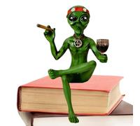 Alien Figurines, Resin Sculpture, 5.51x2.56x2.36 Inch Drinking Aliens Ornaments, Bedroom Living Room Shelf Table, Balcony Yard Patio Lawn Decoration, Housewarming Gift for Women Men Adults Collecting