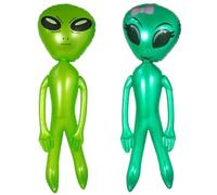 Alien gonflable 2 pièces 49, 2 pouces géant PVC mignon fille et garçon gonflable Alien pour les cadeaux de fête d'anniversaire décorations d'Halloween ballons extraterrestres gonflables décor
