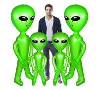 Alien gonflable 4pcs 66, 93 pouces 33, 46 pouces souffler des ballons extraterrestres sans fuite de pvc jouet drôle décorations de fête réaliste pour les fournitures fête d'anniversaire d'Halloween